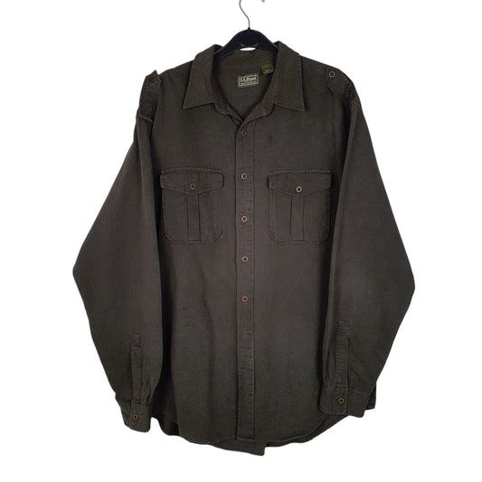 Mens Green L.L.Bean Military Long Sleeve Shirt