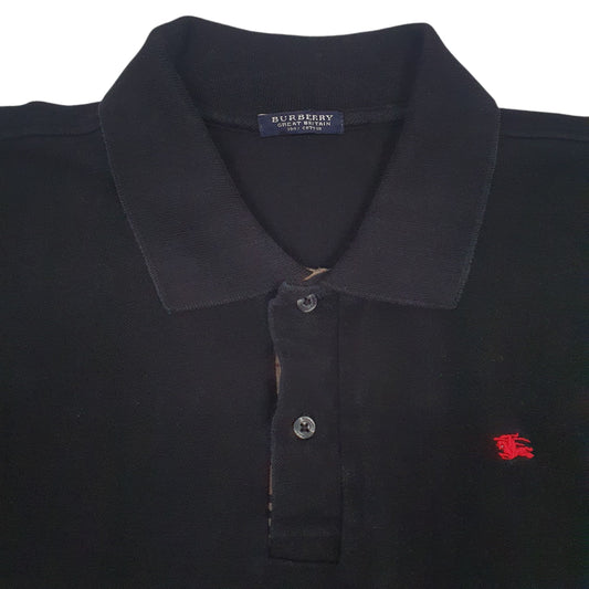 Mens Black Burberry   Polo Shirt