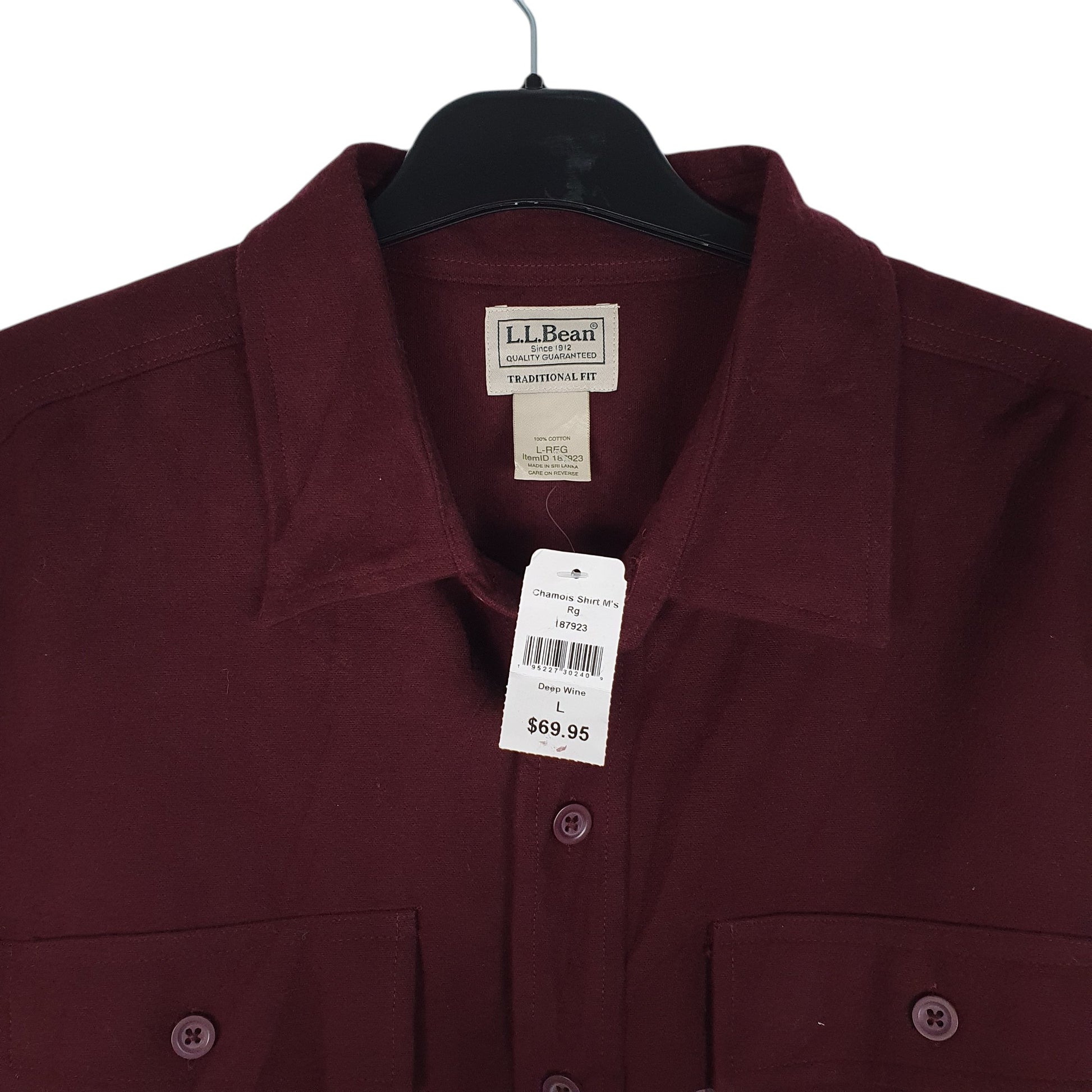 Mens Burgundy L.L.Bean Chamois  Shirt