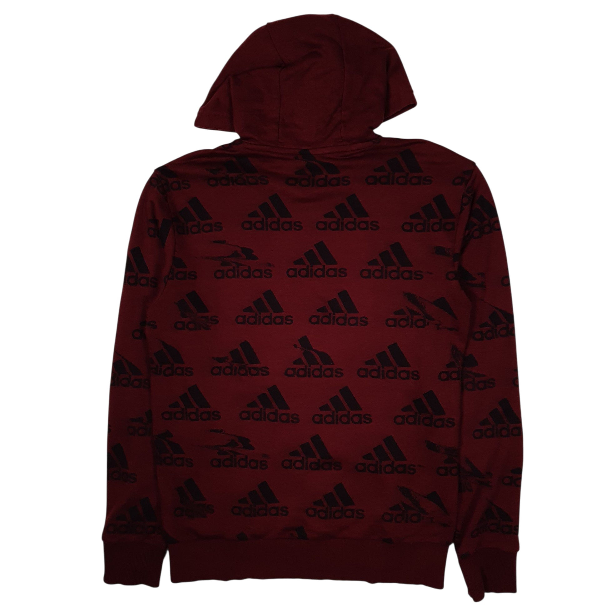 Mens Burgundy Adidas Lightweight Hoodie Jumper
