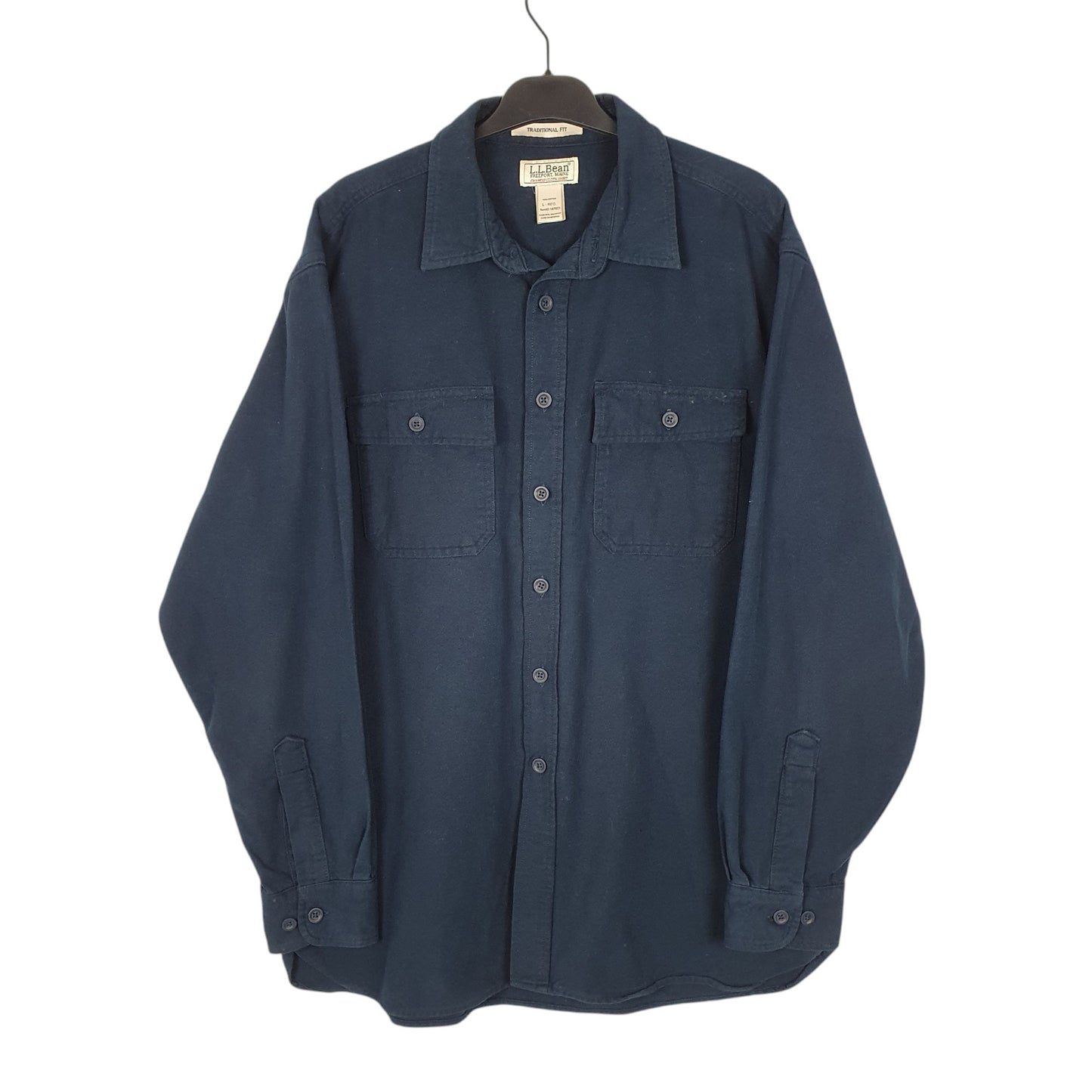 Mens Navy L.L.Bean Chamois Thick Long Sleeve Shirt