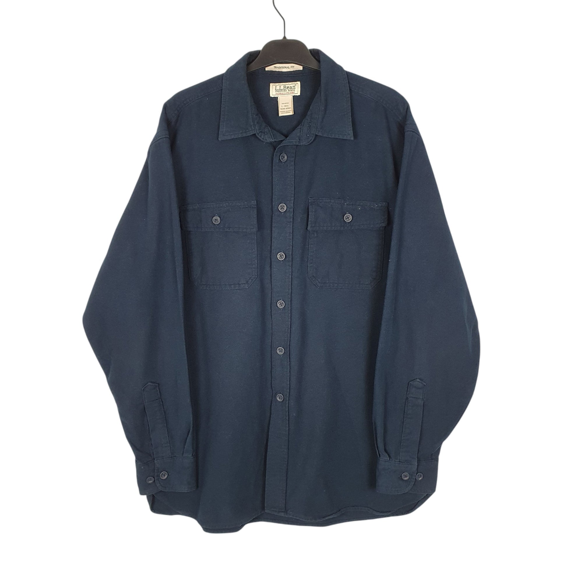 Mens Navy L.L.Bean Chamois Thick Long Sleeve Shirt