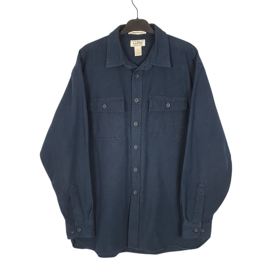 Mens Navy L.L.Bean Chamois Thick Long Sleeve Shirt