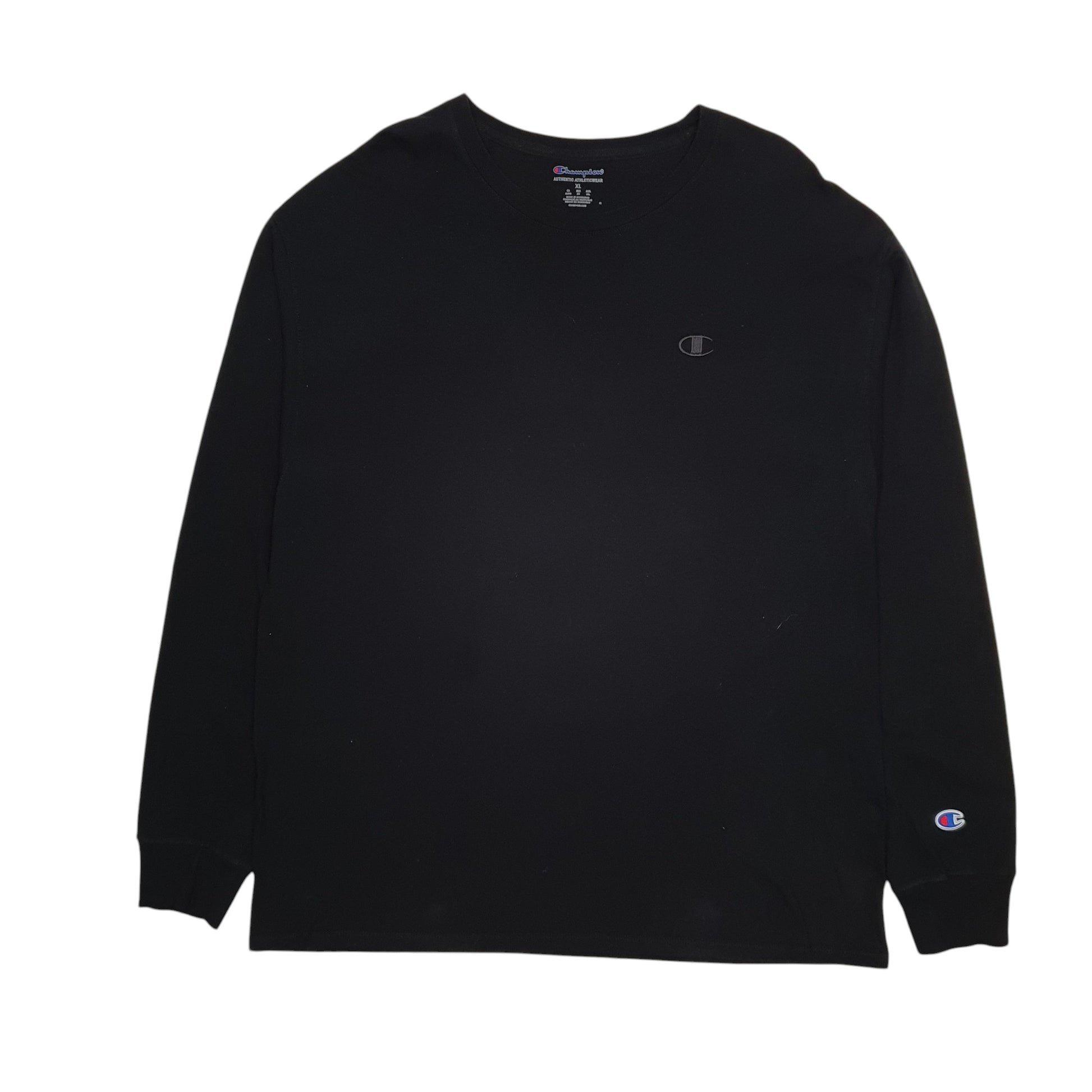 Mens Black Champion  Long Sleeve T Shirt