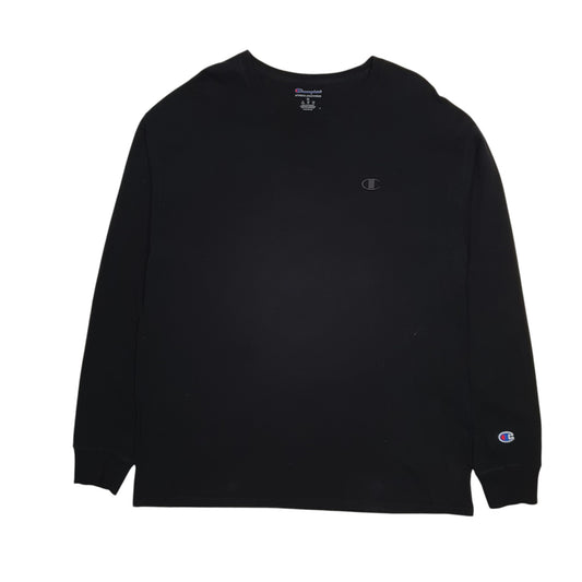 Mens Black Champion  Long Sleeve T Shirt