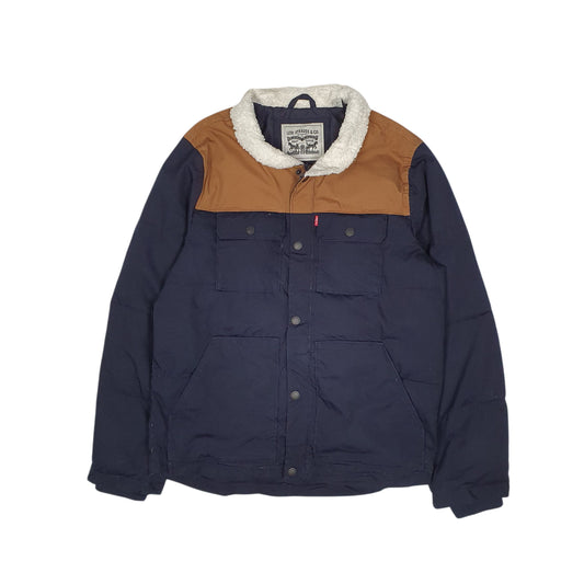 Mens Navy Levis Puffer Sherpa  Coat