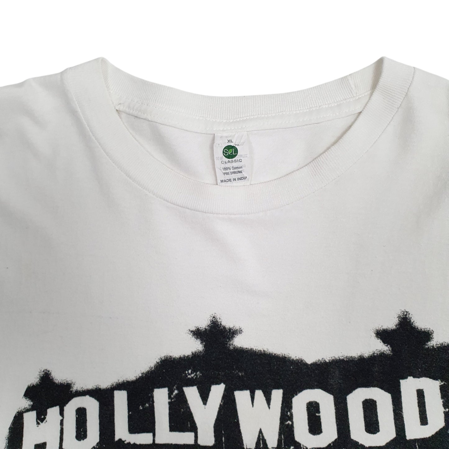Mens White Sel Classic Vintage 90s Hollywood  T Shirt