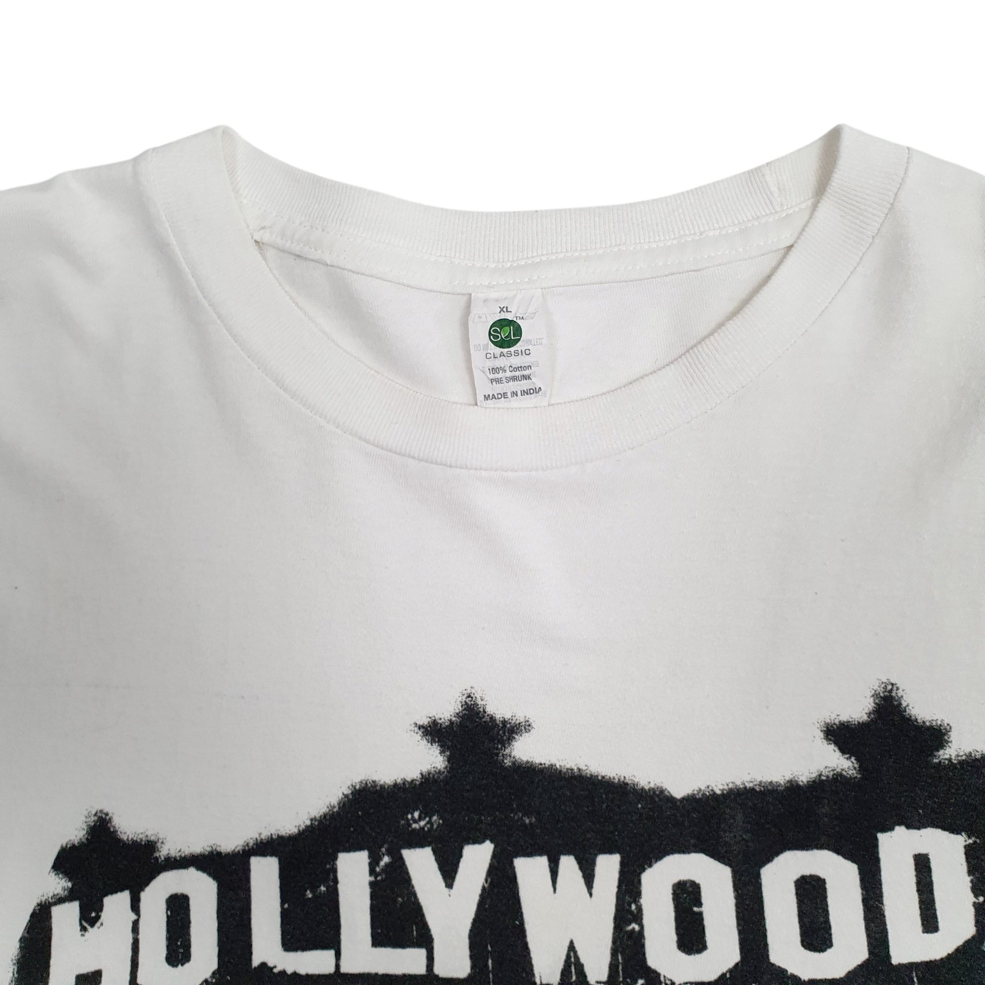Mens White Sel Classic Vintage 90s Hollywood  T Shirt