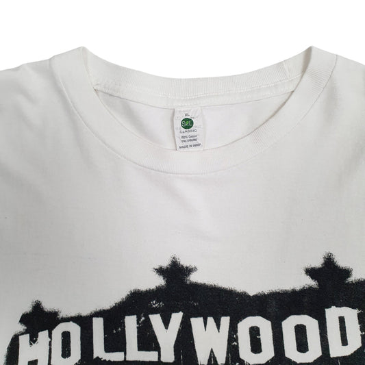 Mens White Sel Classic Vintage 90s Hollywood  T Shirt
