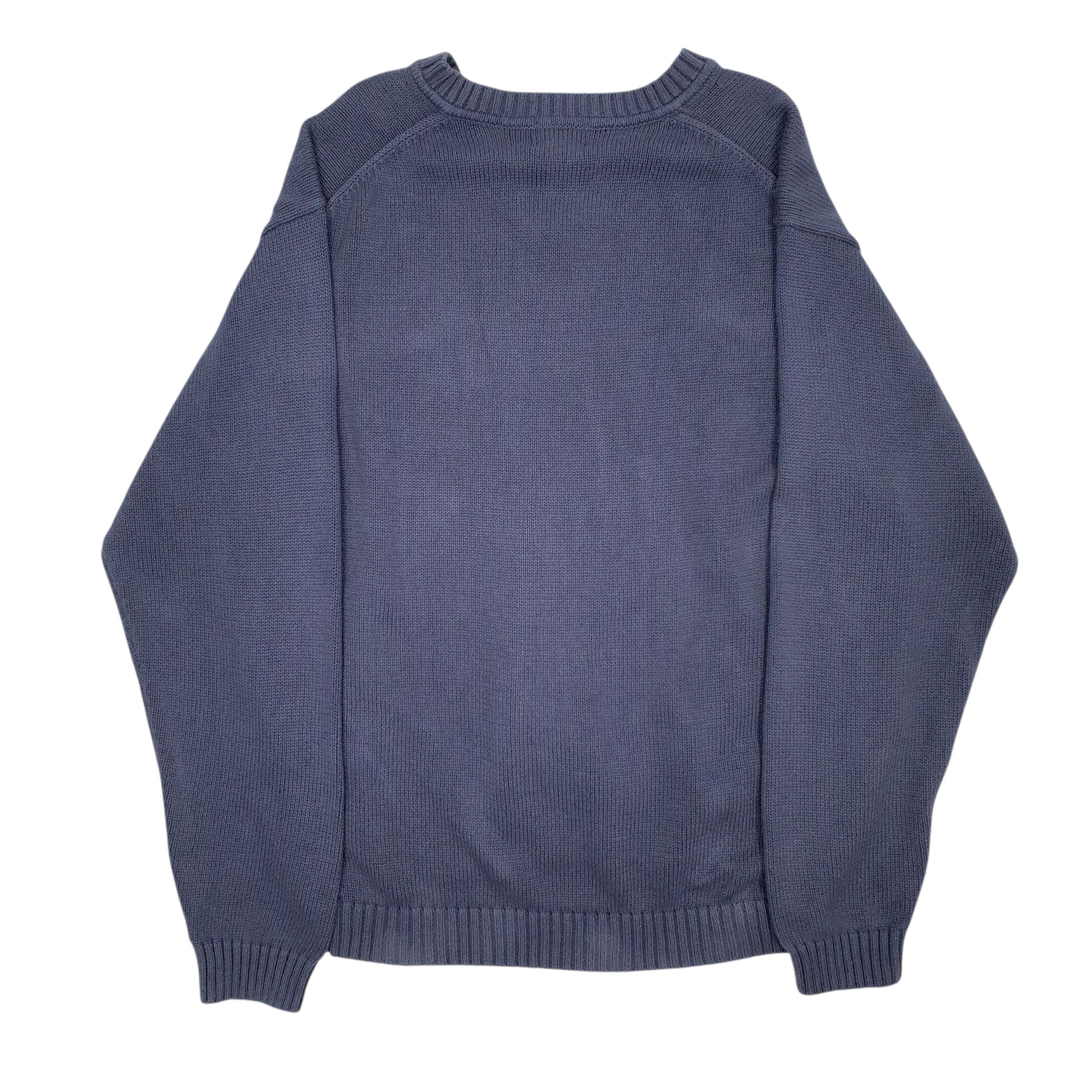 Mens Blue LL Bean Vintage V Neck Jumper