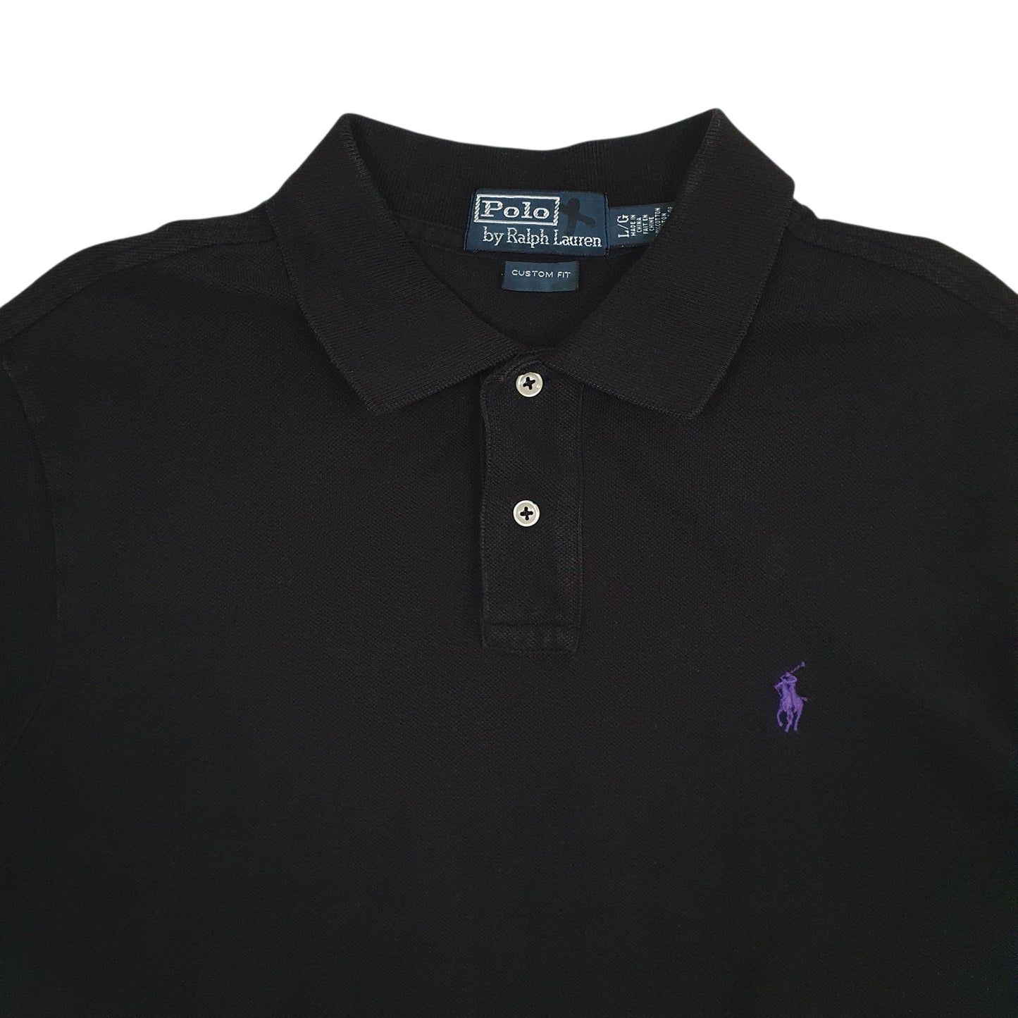 Mens Black Polo Ralph Lauren Custom Fit  Polo Shirt