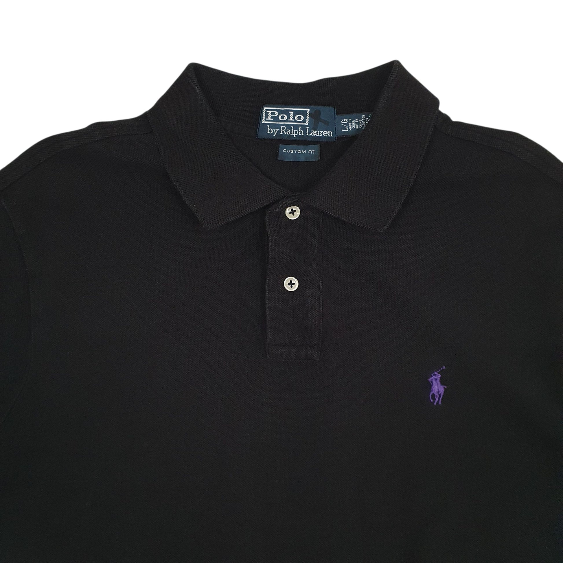 Mens Black Polo Ralph Lauren Custom Fit  Polo Shirt
