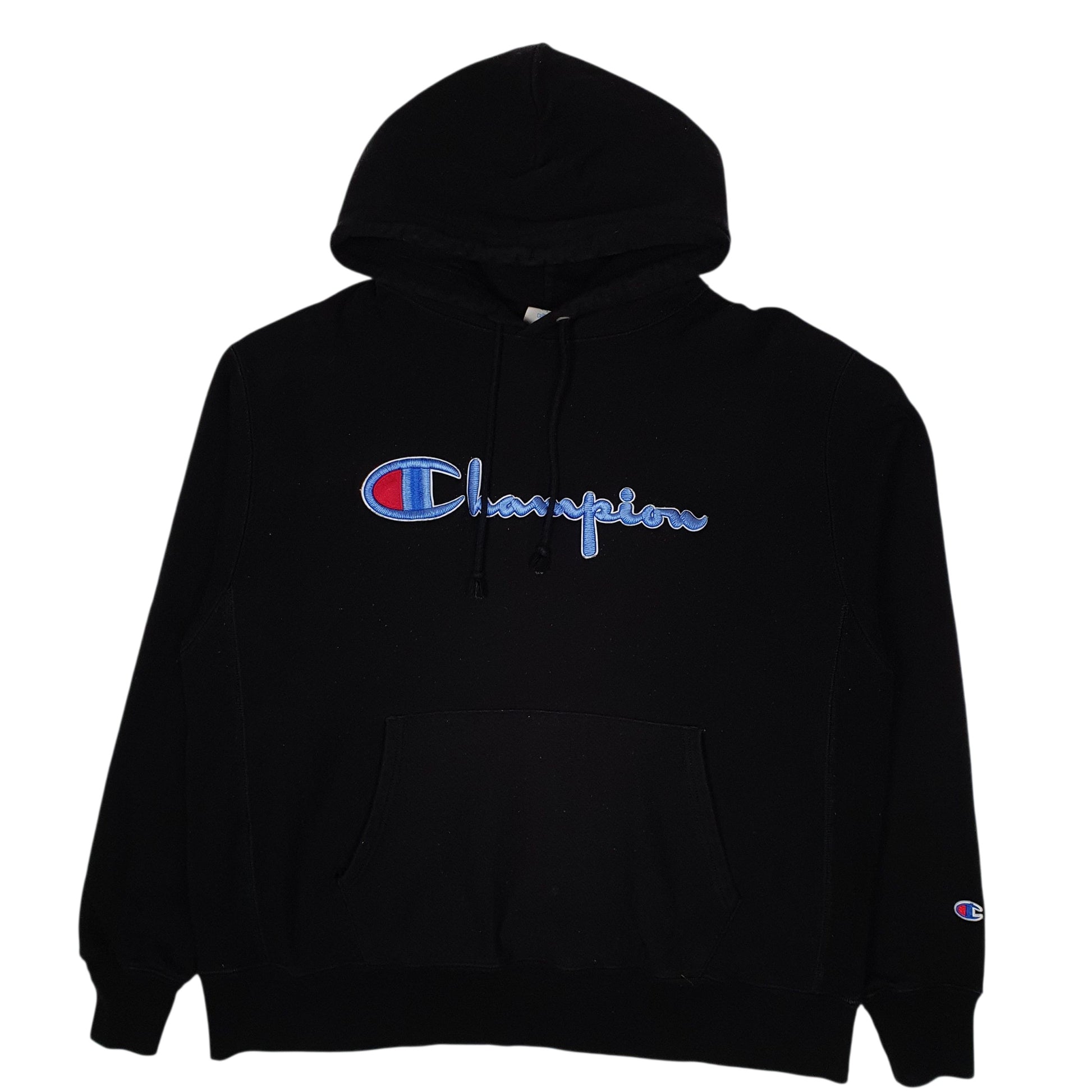 Mens Black Champion Reverse Weave Hoodie Jumper