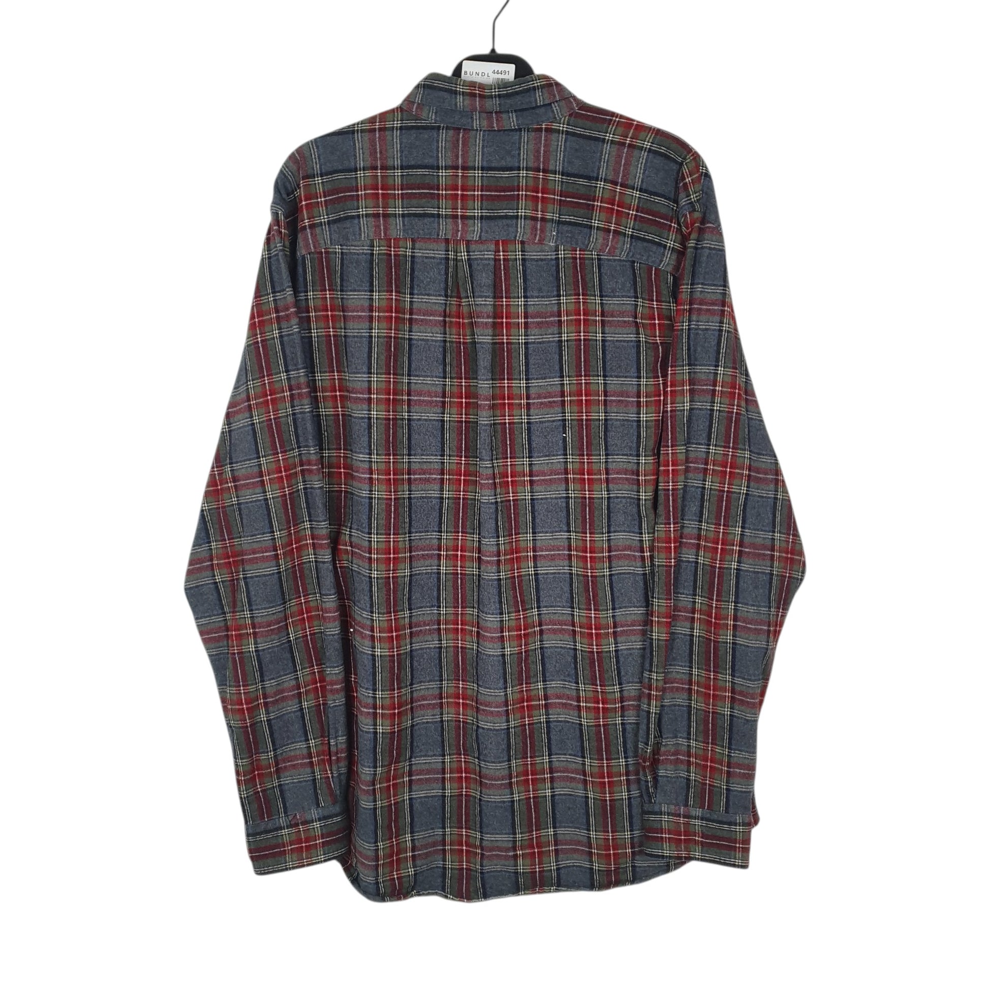 Mens Grey L.L.Bean Thick Flannel Plaid  Shirt