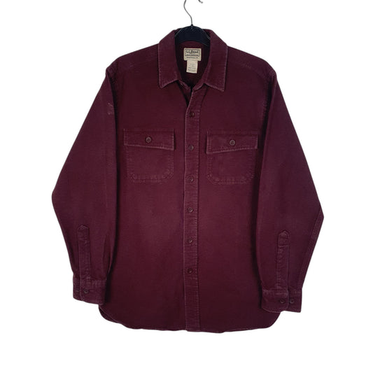 Mens Burgundy L.L.Bean Thick Chamois Long Sleeve Shirt