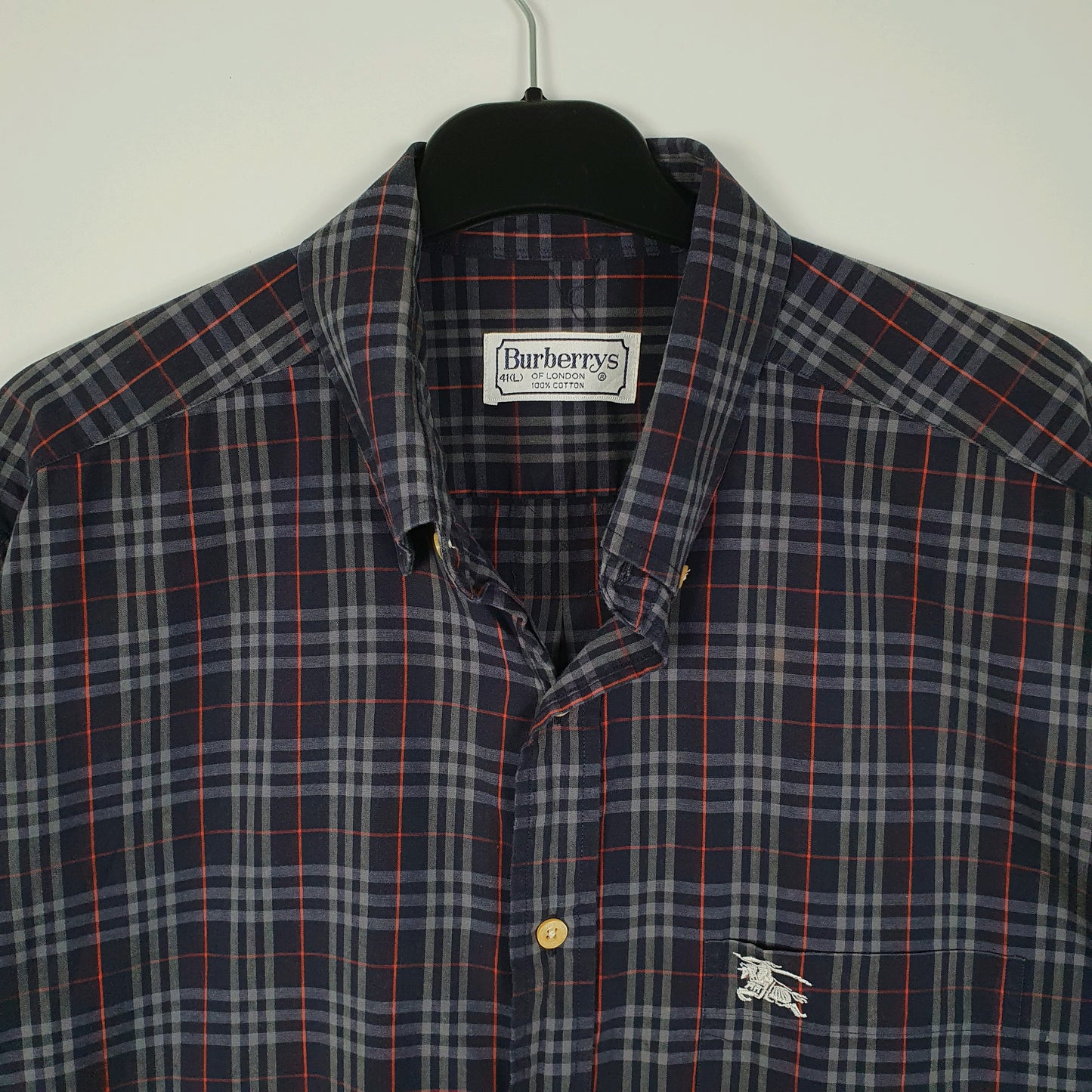 Mens Navy Burberry Vintage 90s  Shirt