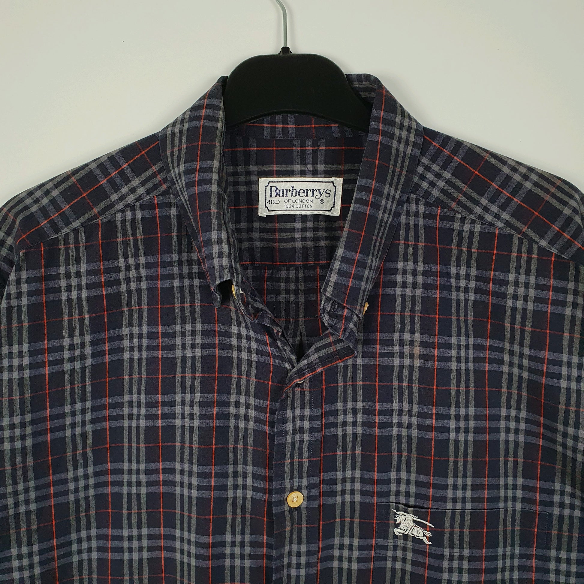 Mens Navy Burberry Vintage 90s  Shirt