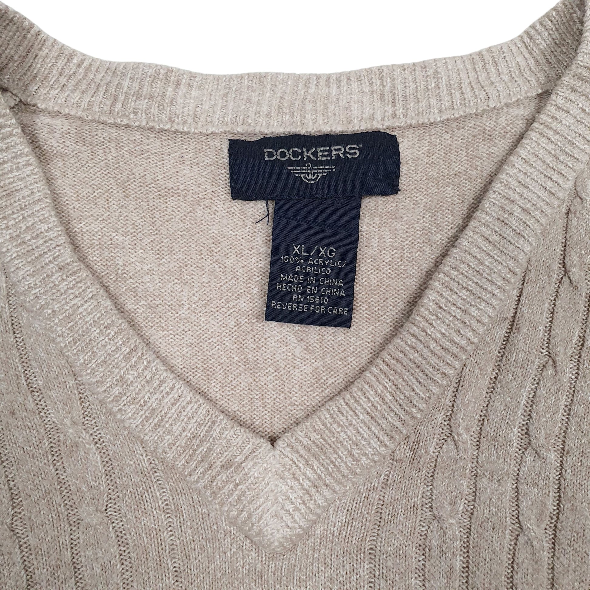 Mens Beige Dockers  Vest Jumper