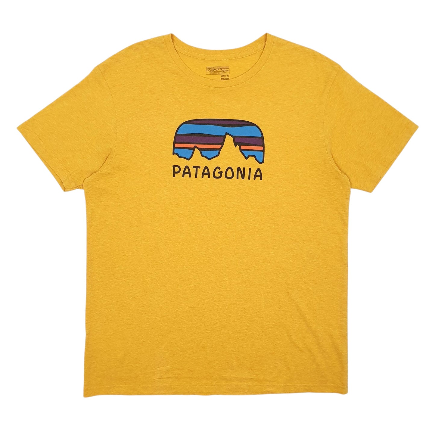 Mens Orange Patagonia Spellout Short Sleeve T Shirt