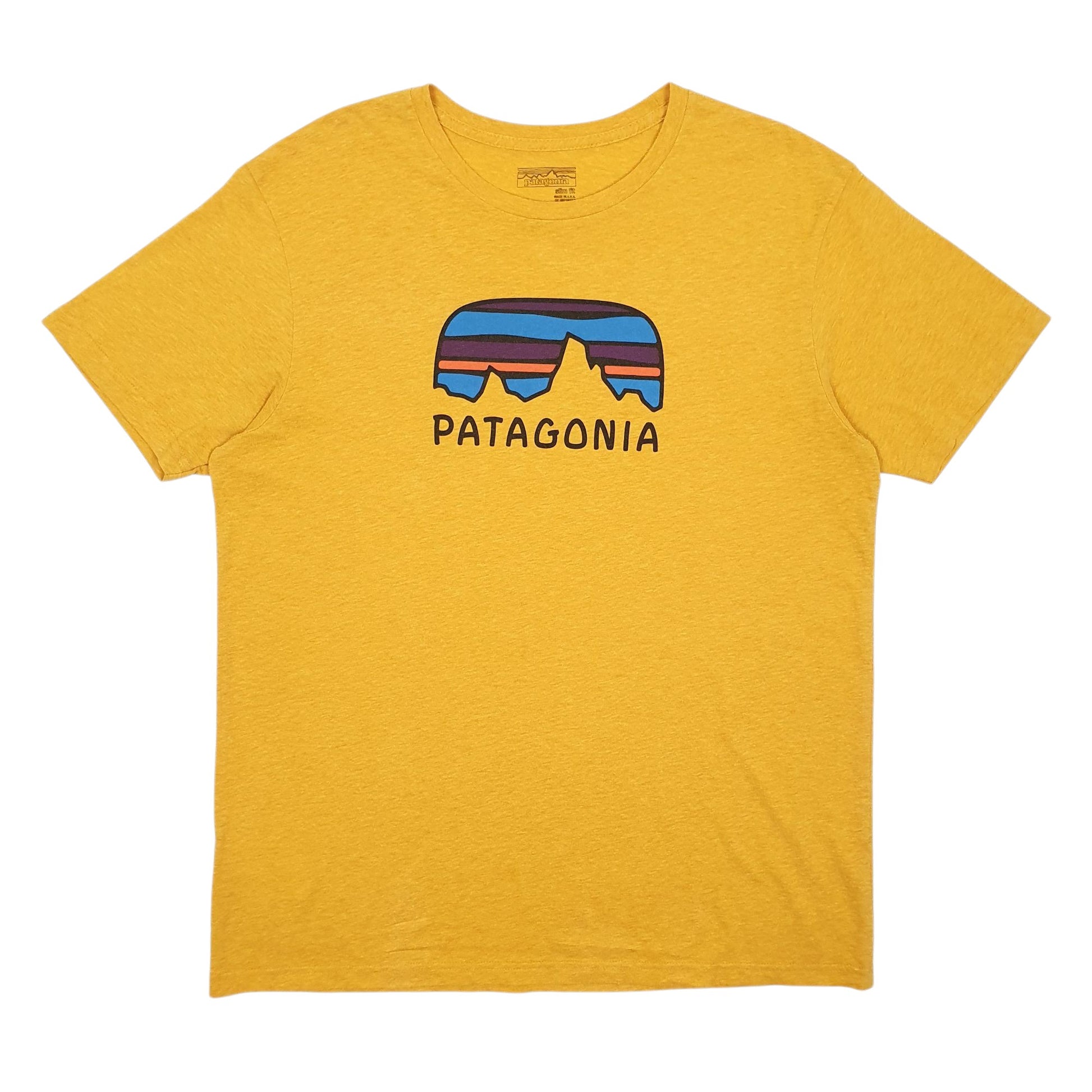 Mens Orange Patagonia Spellout Short Sleeve T Shirt