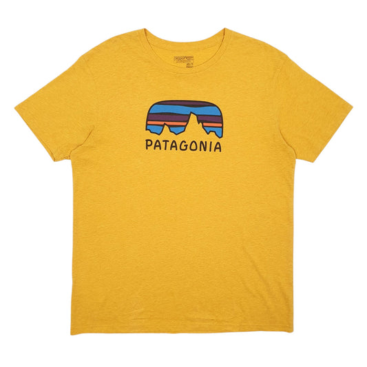 Mens Orange Patagonia Spellout Short Sleeve T Shirt