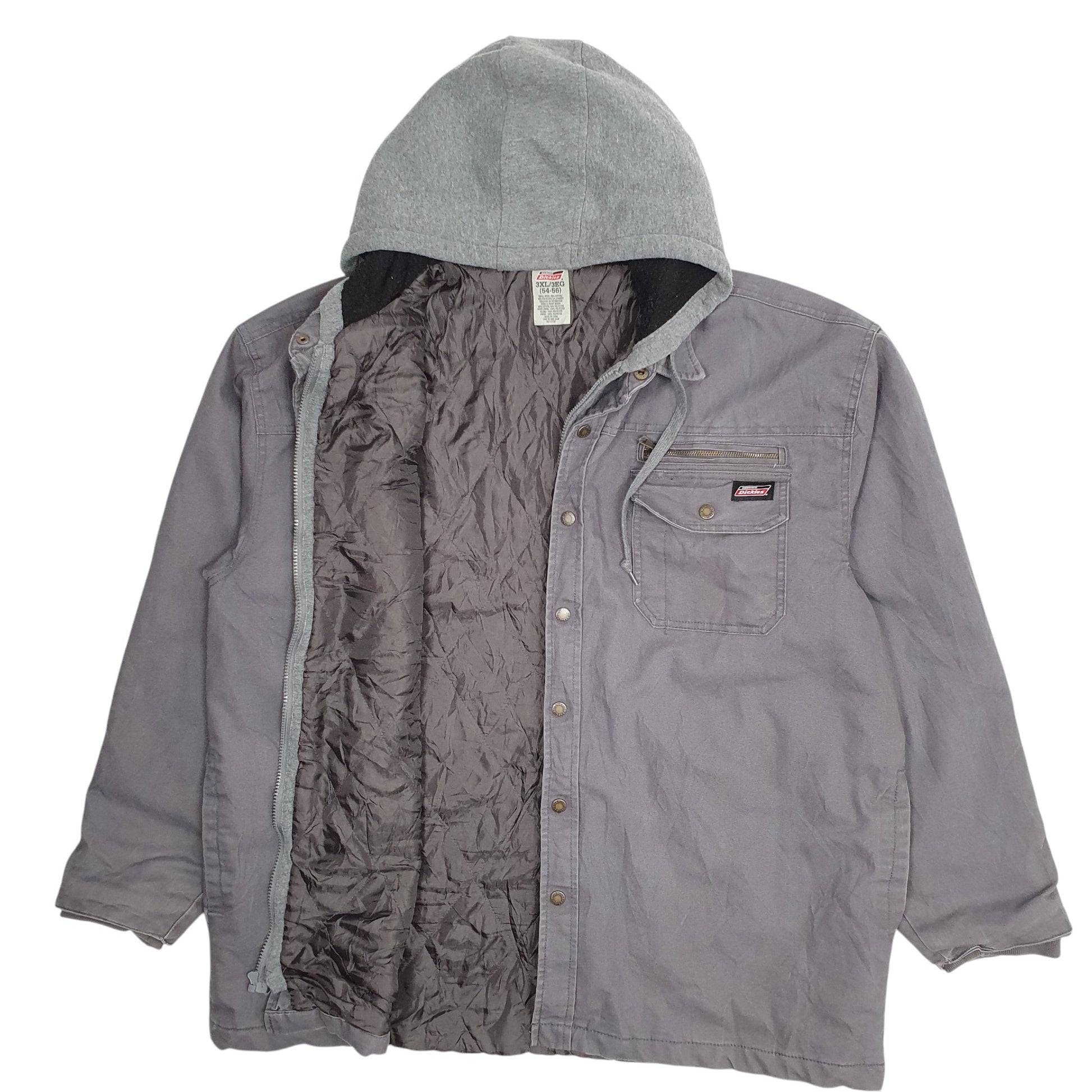 Mens Grey Dickies Shacket Hoodie Chore Full Zip Coat