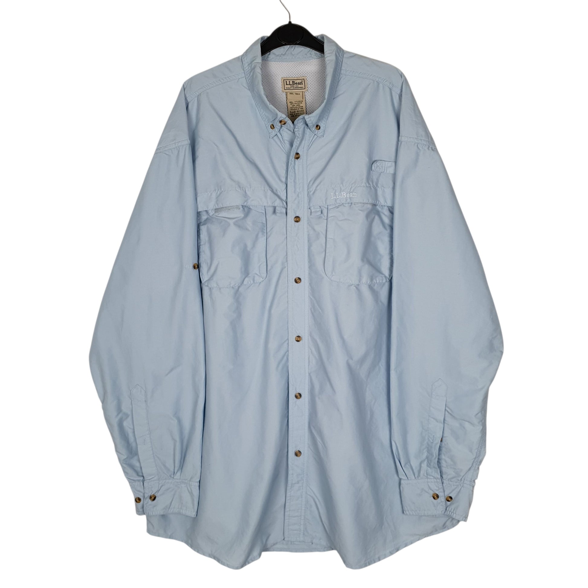 Mens Blue L.L.Bean Walking Hiking Long Sleeve Shirt