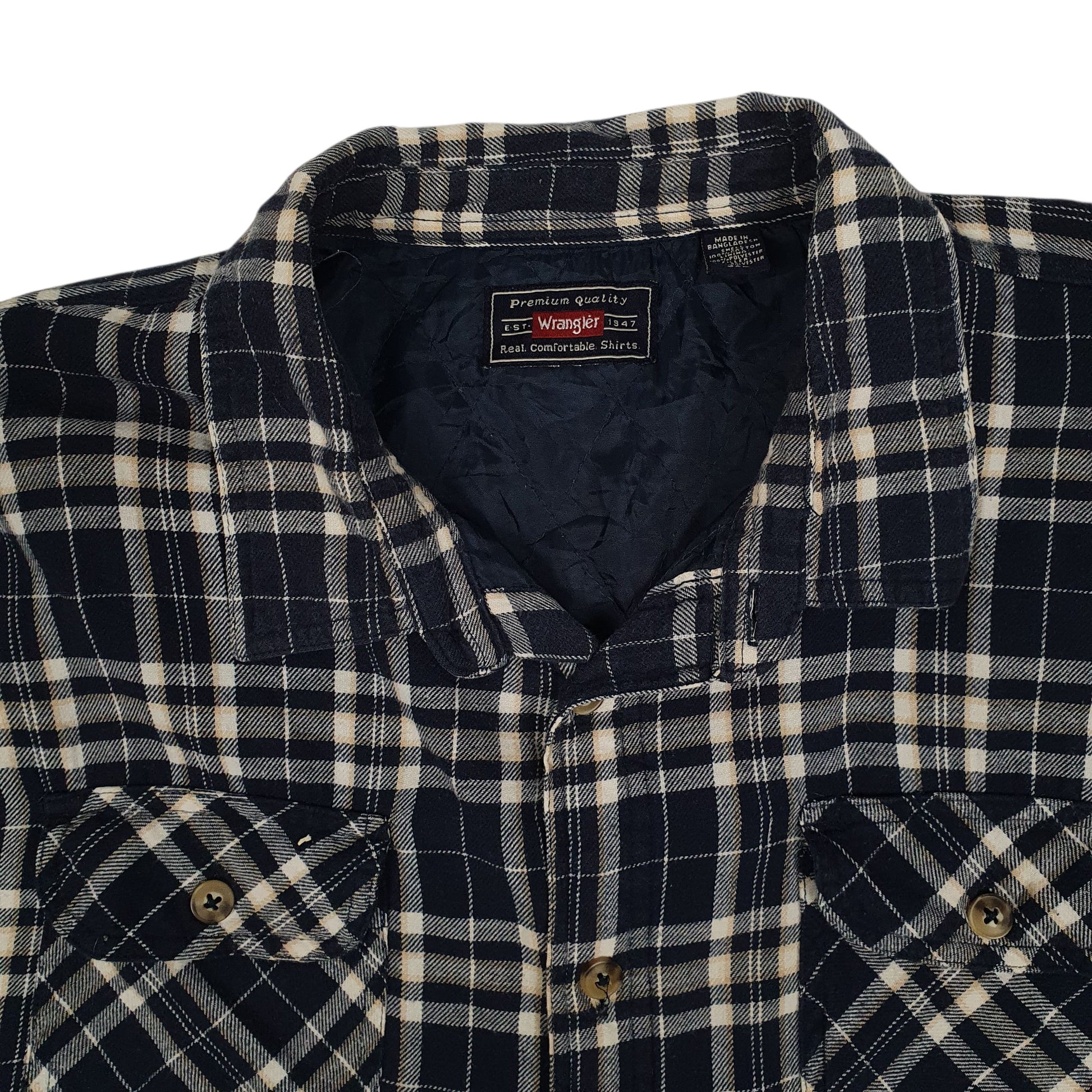 Mens Navy Wrangler Workwear Plaid Chore  Coat