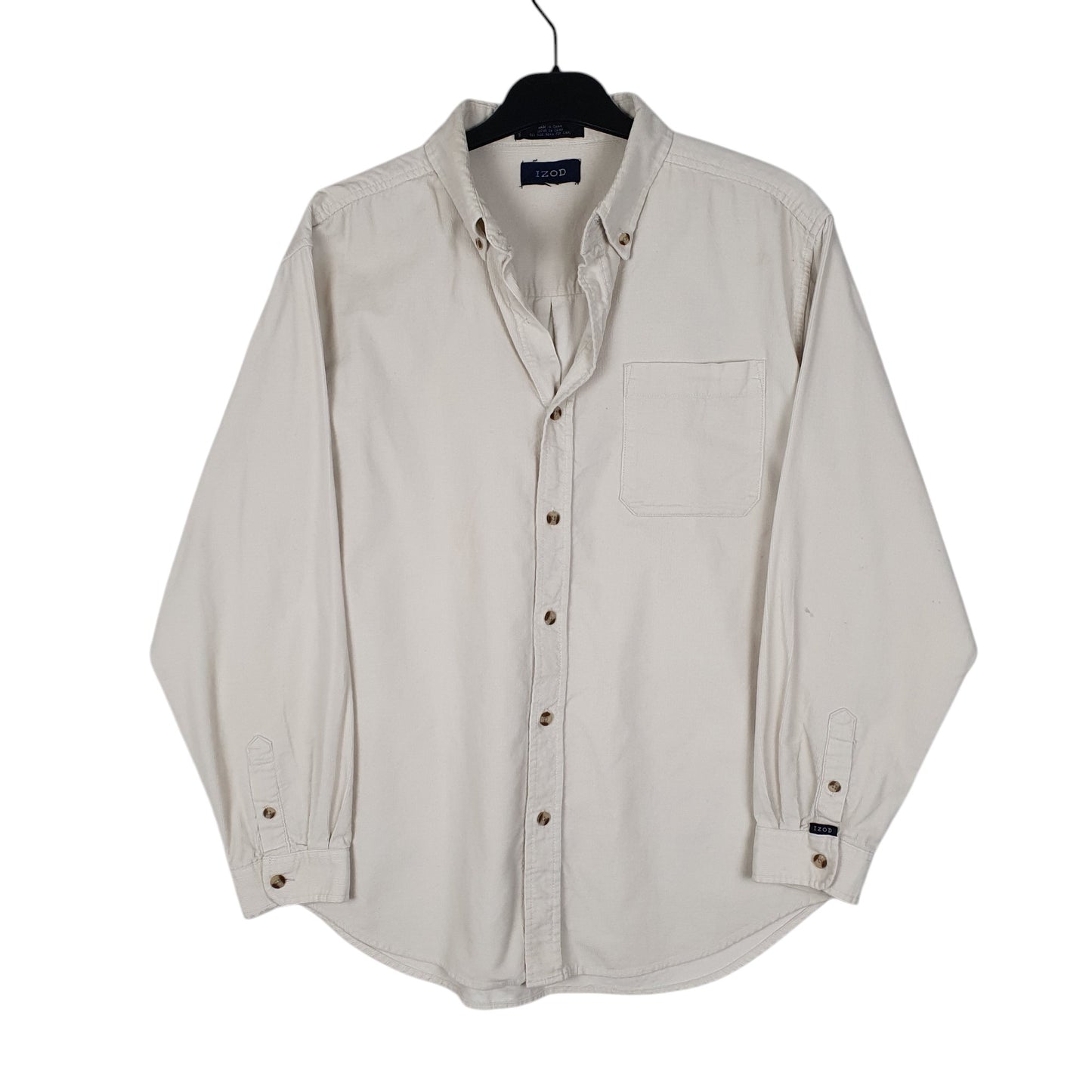 Mens Cream Izod Corduroy Long Sleeve Shirt