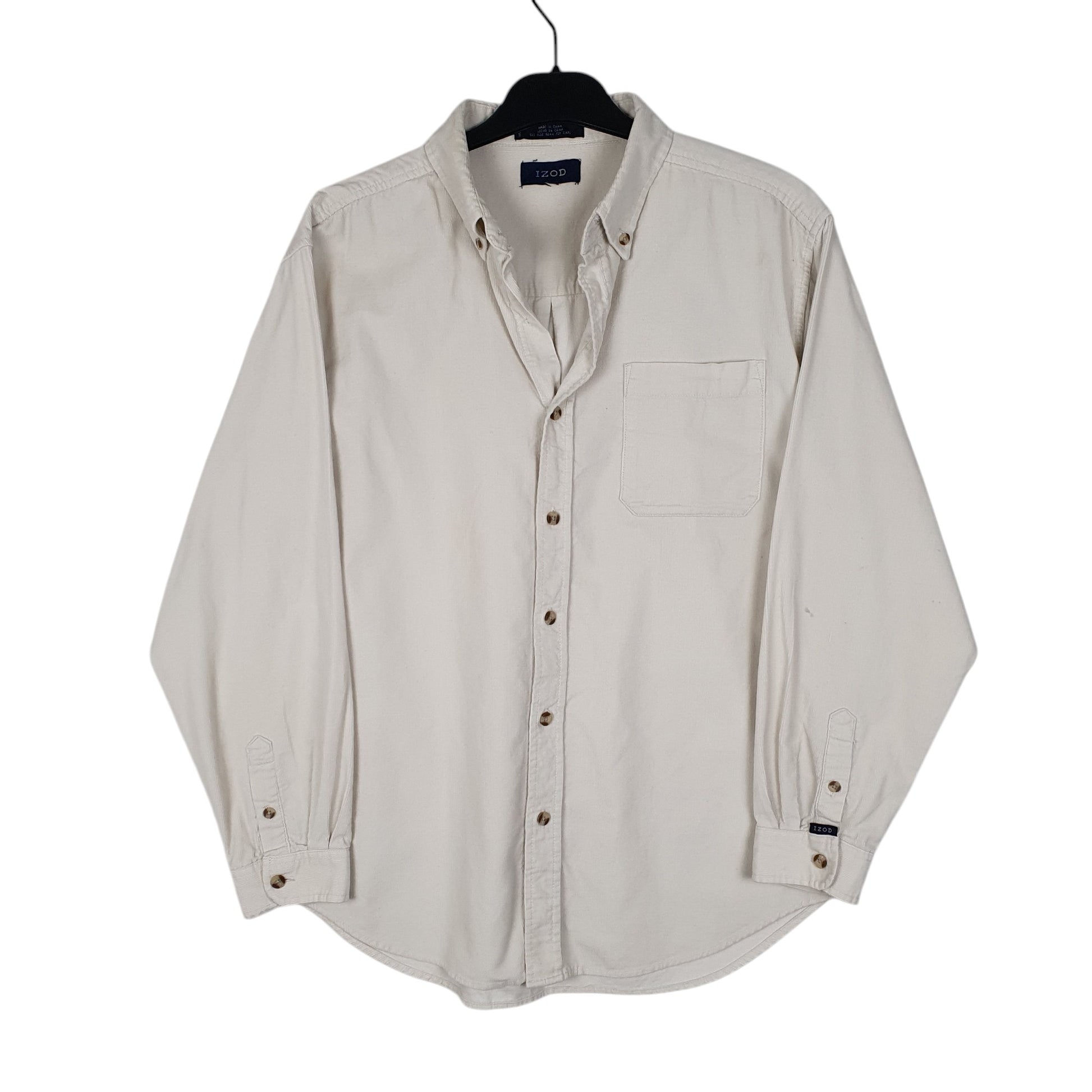 Mens Cream Izod Corduroy Long Sleeve Shirt