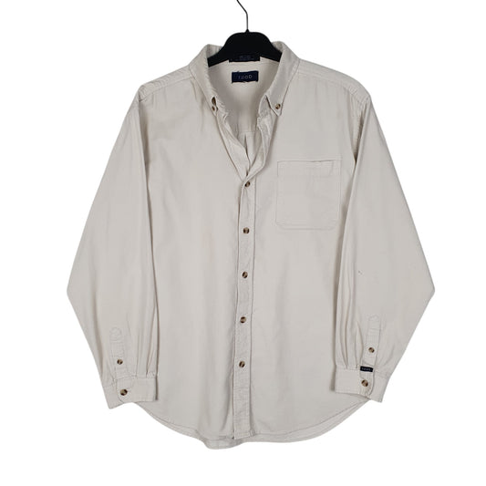 Mens Cream Izod Corduroy Long Sleeve Shirt