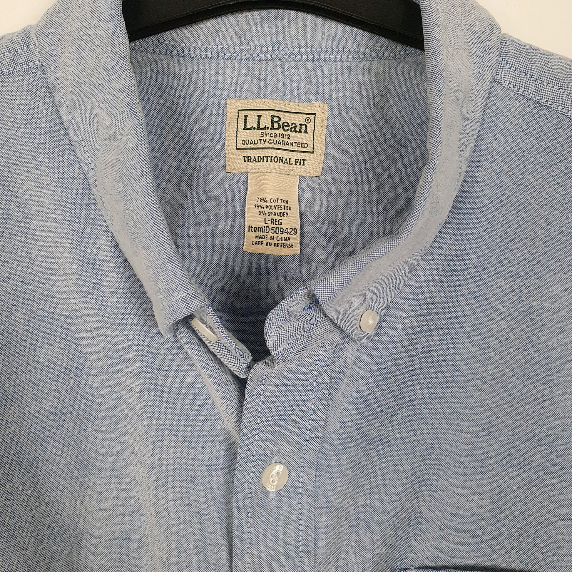 Mens Blue L.L.Bean Stretch  Shirt
