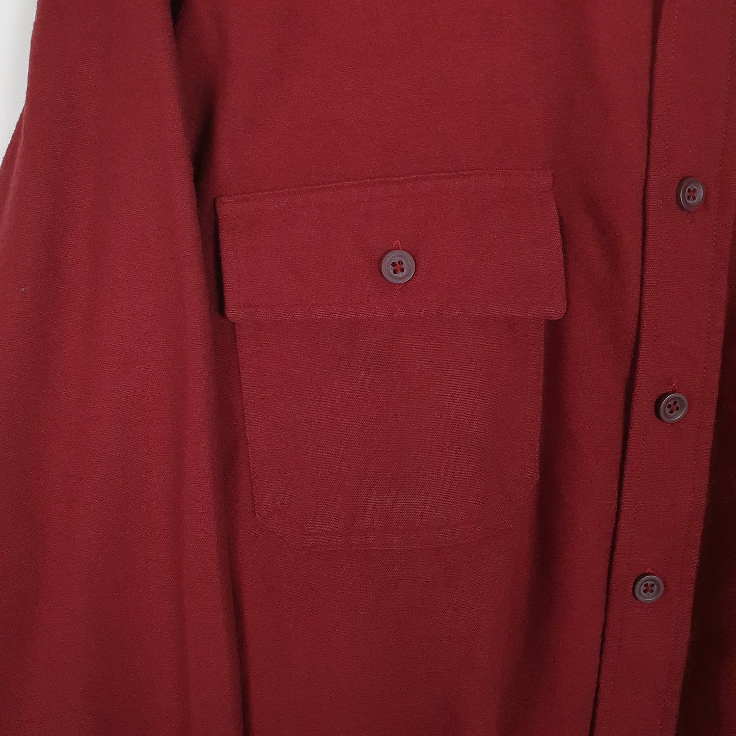 Mens Burgundy L.L.Bean Thick Chamois Tall  Shirt