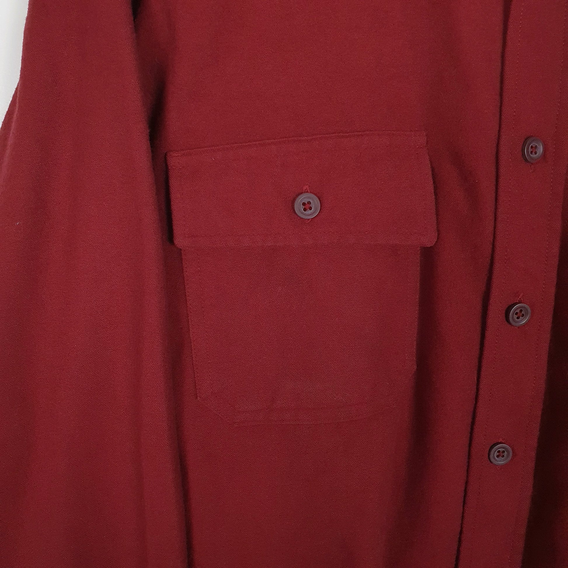 Mens Burgundy L.L.Bean Thick Chamois Tall  Shirt