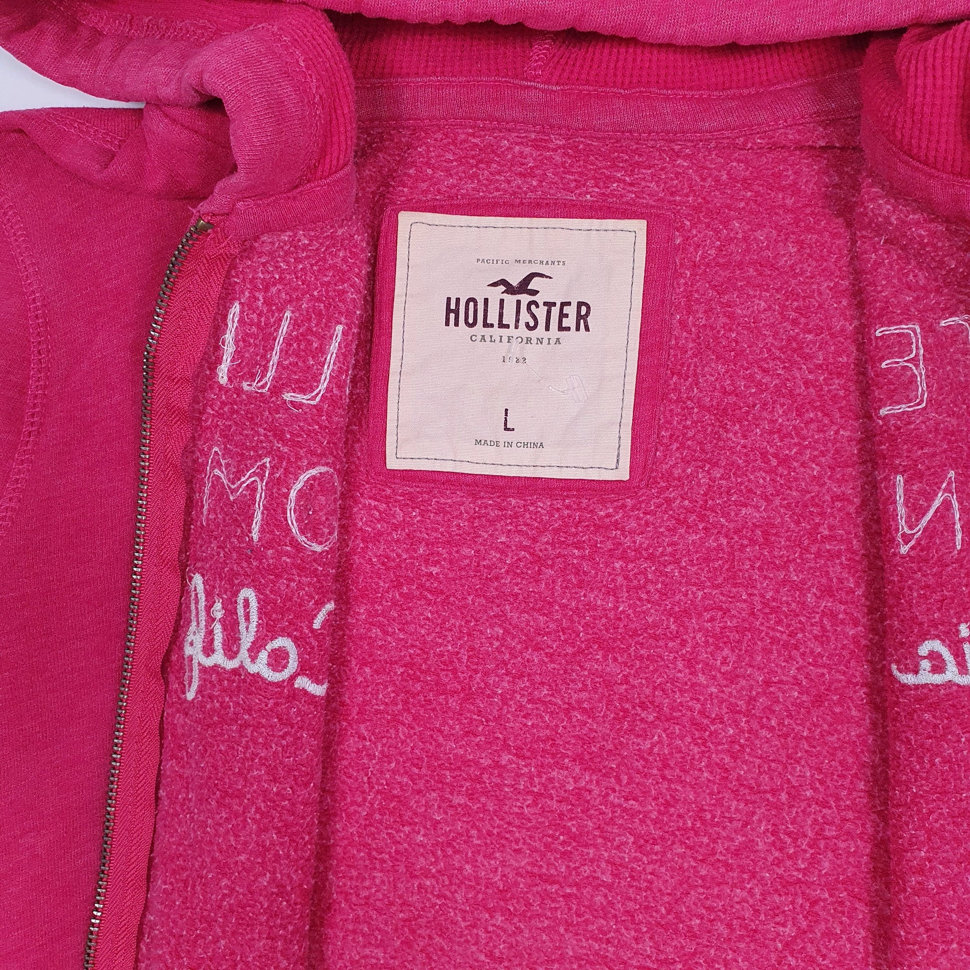 Womens Pink Hollister Hoodie Full Zip Jumper