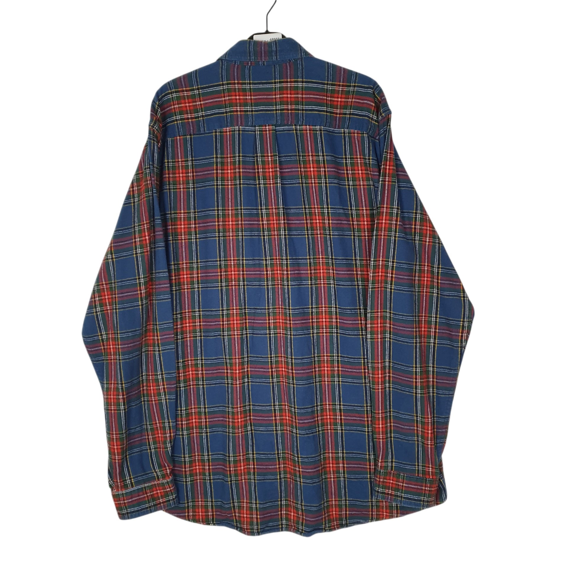Mens Blue L.L.Bean Scotch Plaid Flannel  Shirt