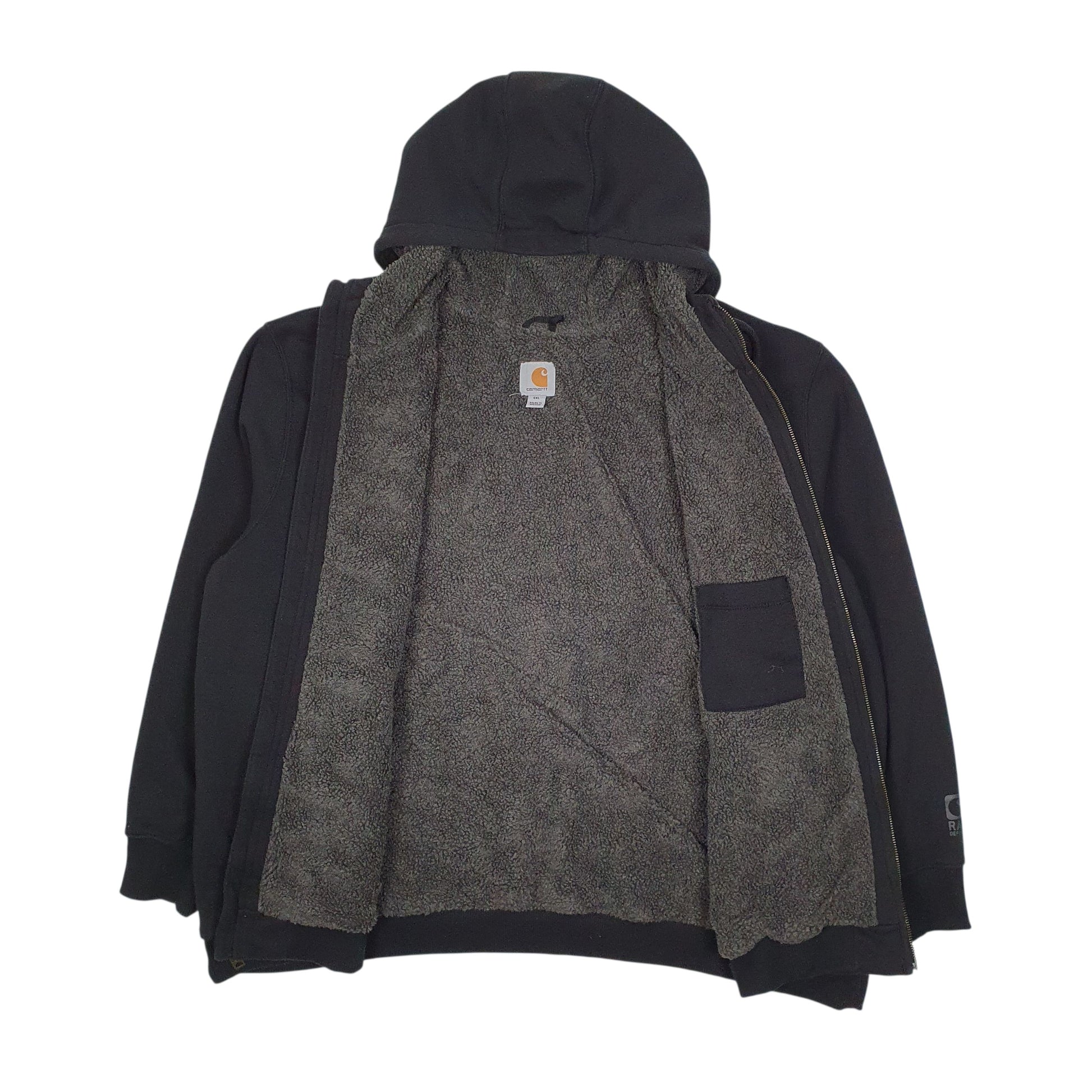 Mens Black Carhartt Sherpa Lined Hoodie Full Zip Jumper