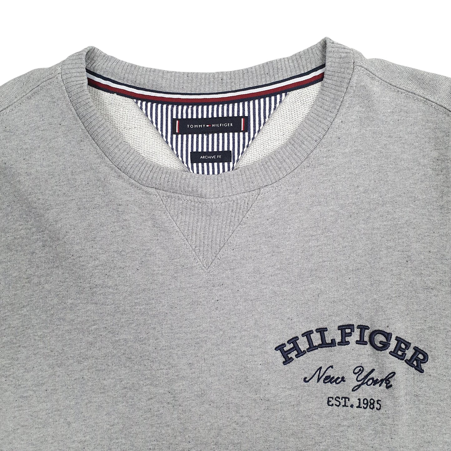 Mens Grey Tommy Hilfiger Spellout Crewneck Jumper