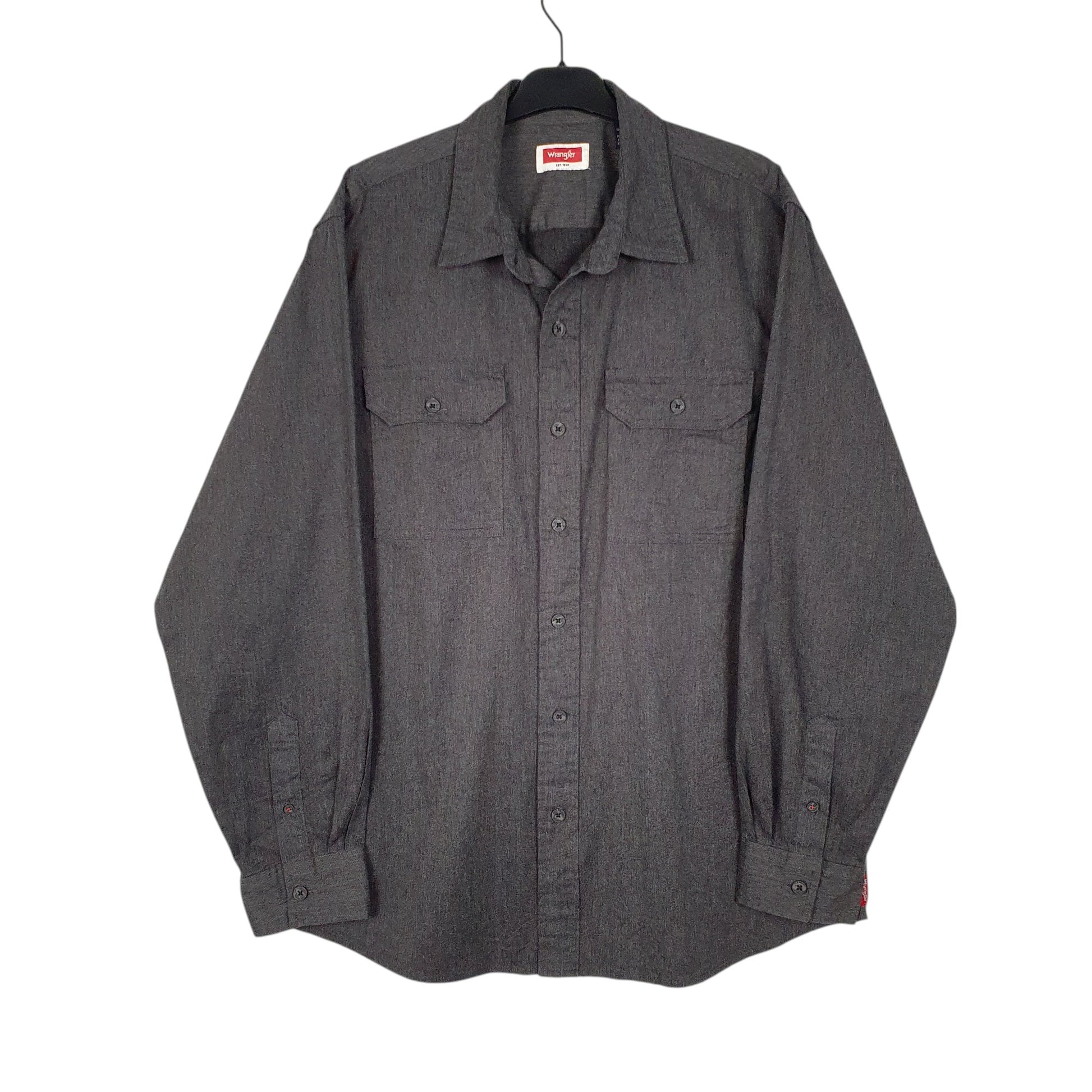 Mens Grey Wrangler  Long Sleeve Shirt