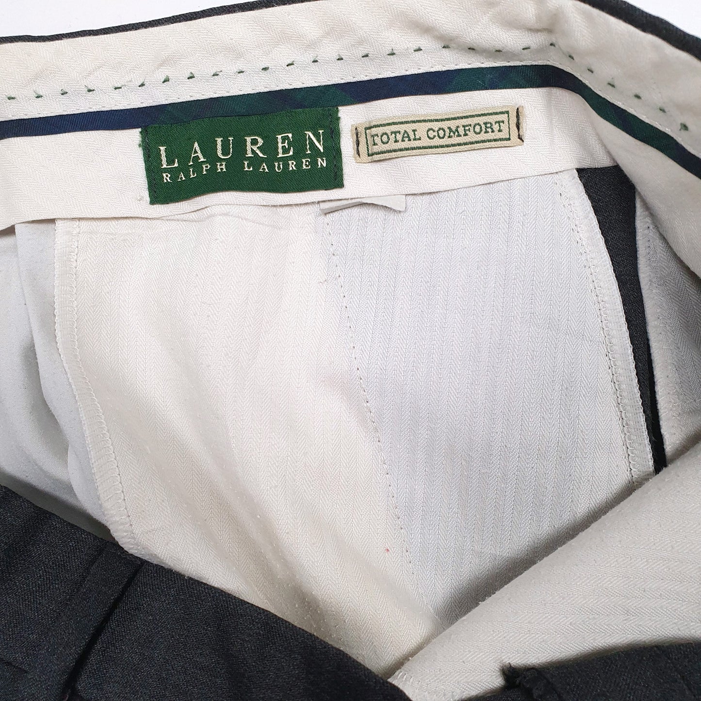 Mens Grey Ralph Lauren Pleated  Trousers