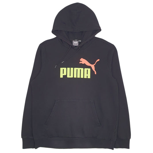Mens Black Puma Spellout Hoodie Jumper
