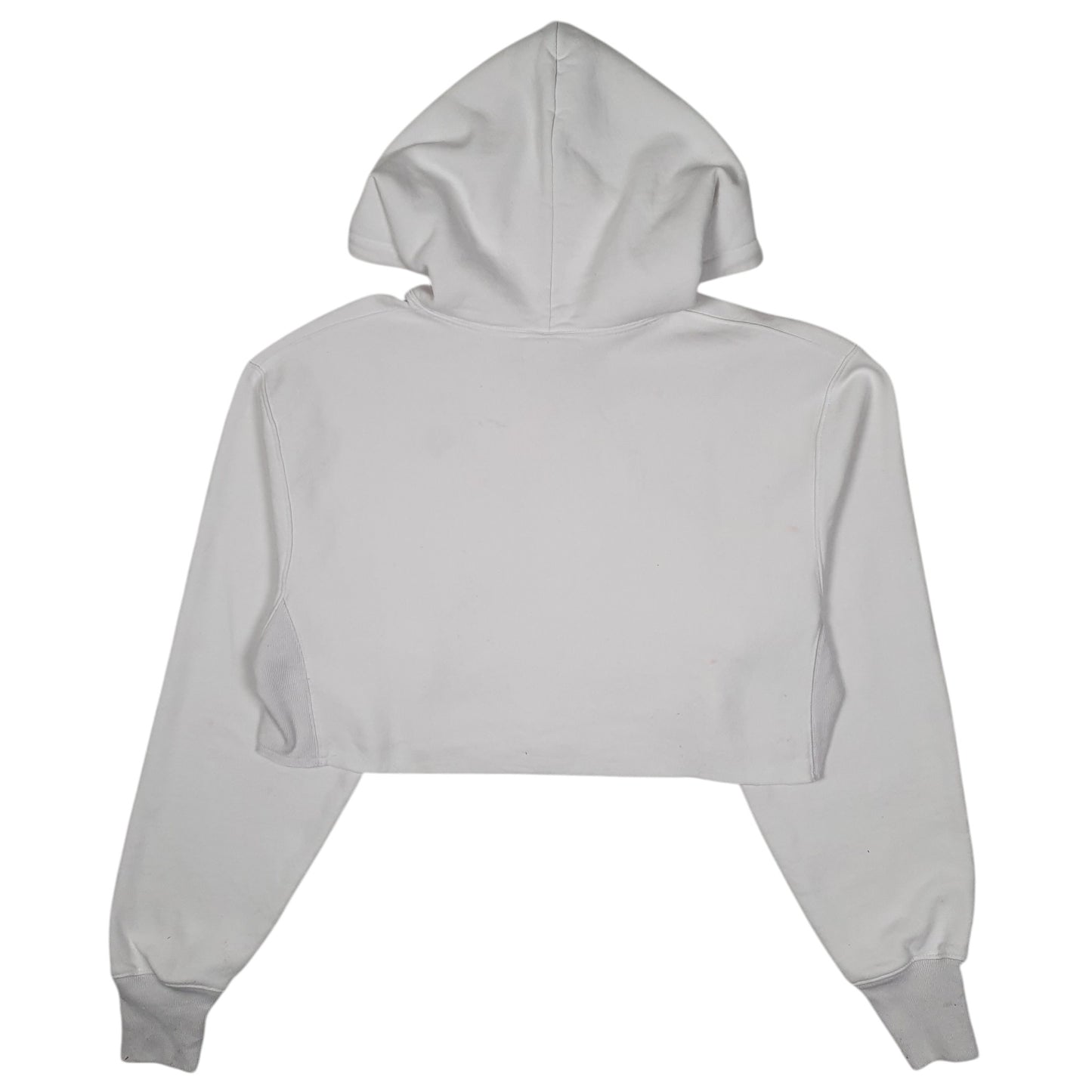 Womens White Champion Crop Top Reverse Weave Hoodie Jumper
