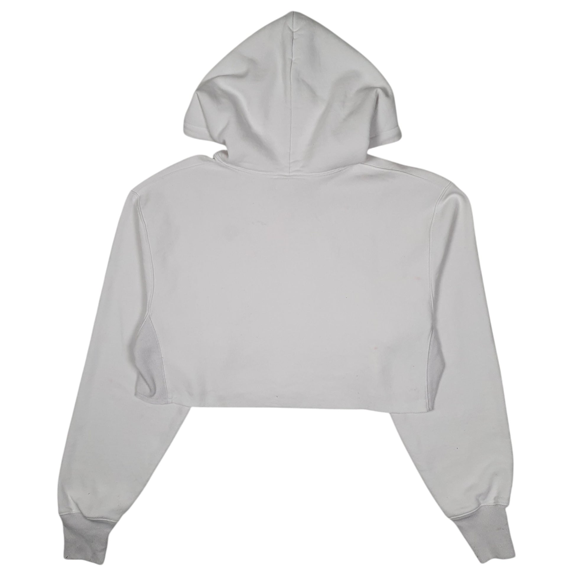 Womens White Champion Crop Top Reverse Weave Hoodie Jumper