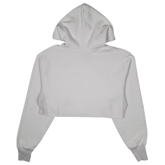 Womens White Champion Crop Top Reverse Weave Hoodie Jumper