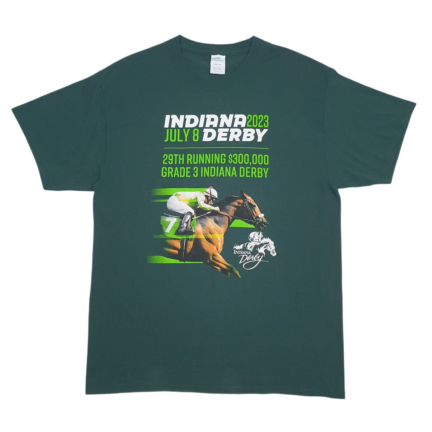 Mens Green Port & Company Indiana Derby Short Sleeve T Shirt