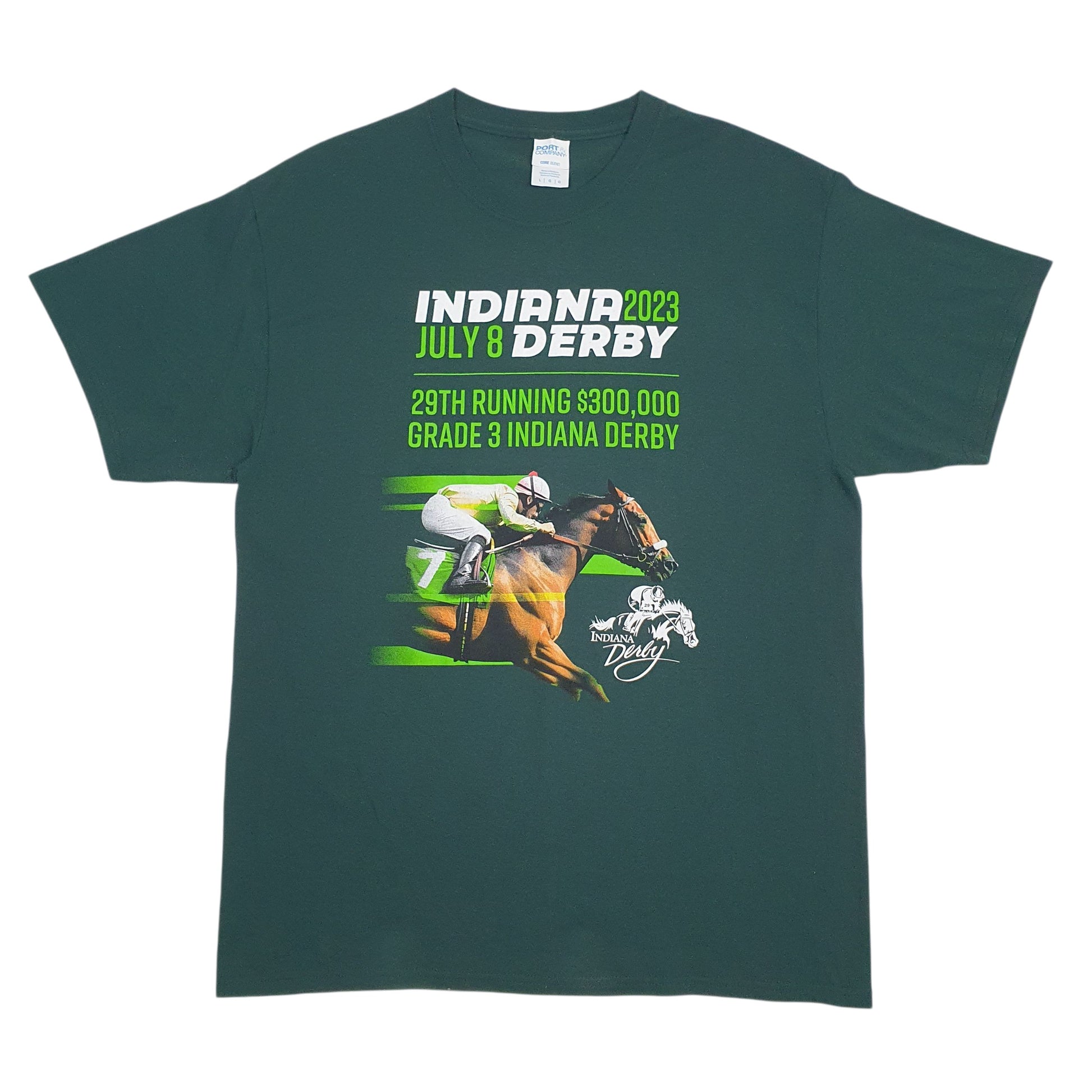 Mens Green Port & Company Indiana Derby Short Sleeve T Shirt