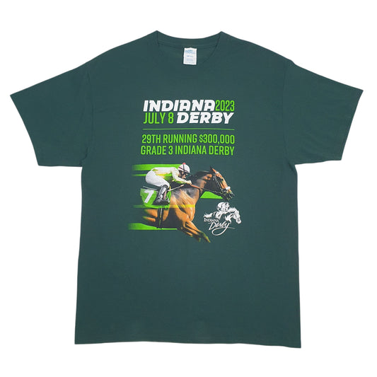 Mens Green Port & Company Indiana Derby Short Sleeve T Shirt
