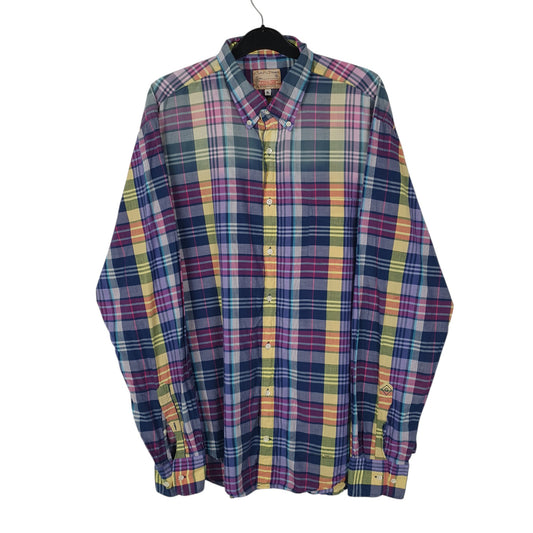 Mens Navy GANT Madras Long Sleeve Shirt