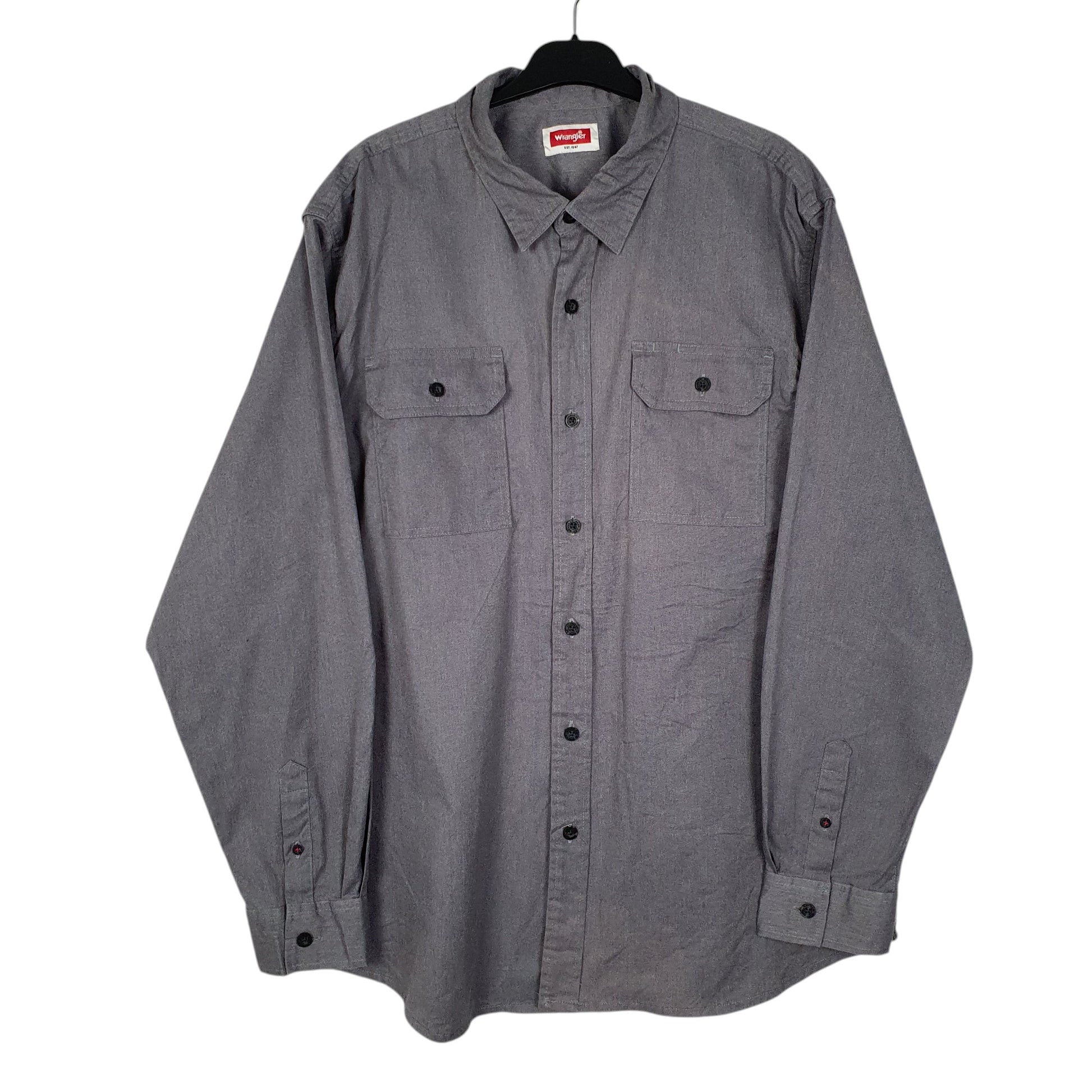 Mens Grey Wrangler  Long Sleeve Shirt