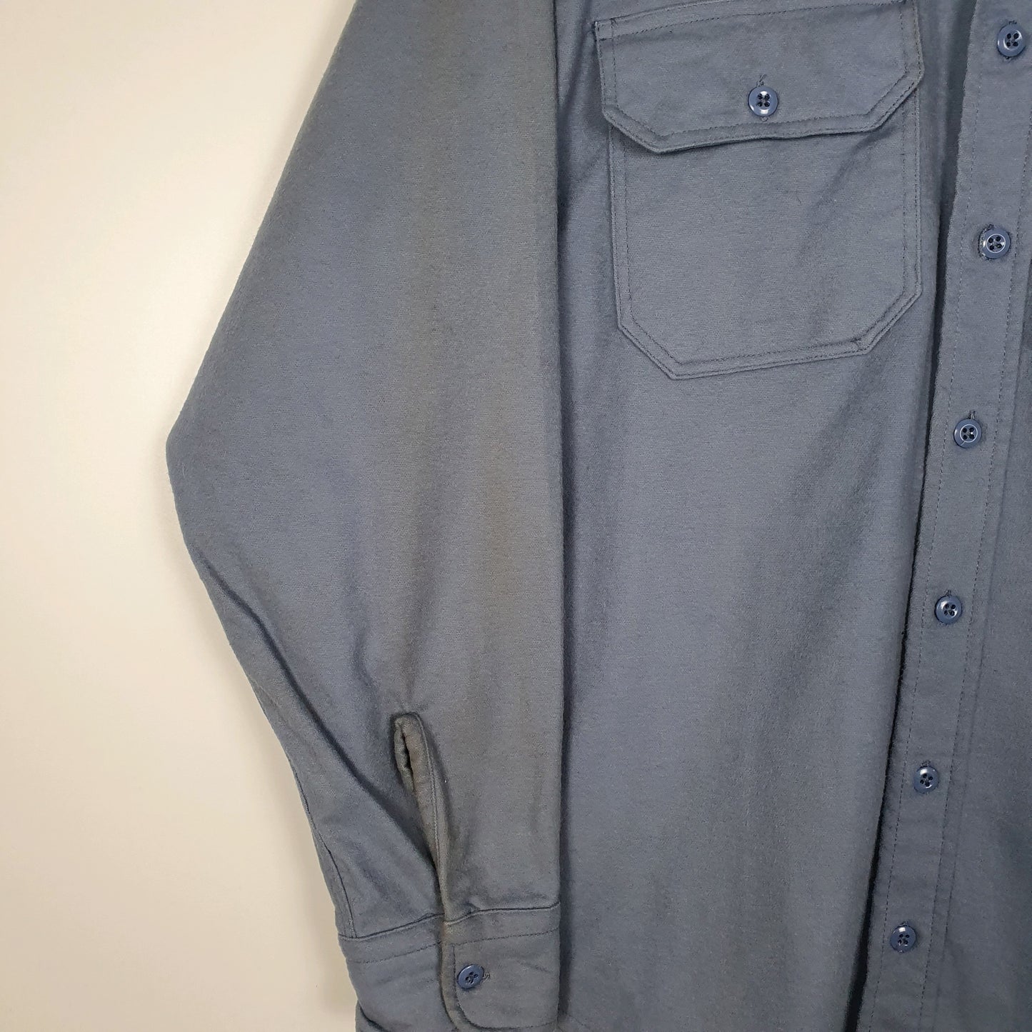 Mens Blue Woolrich Thick Chamois  Shirt